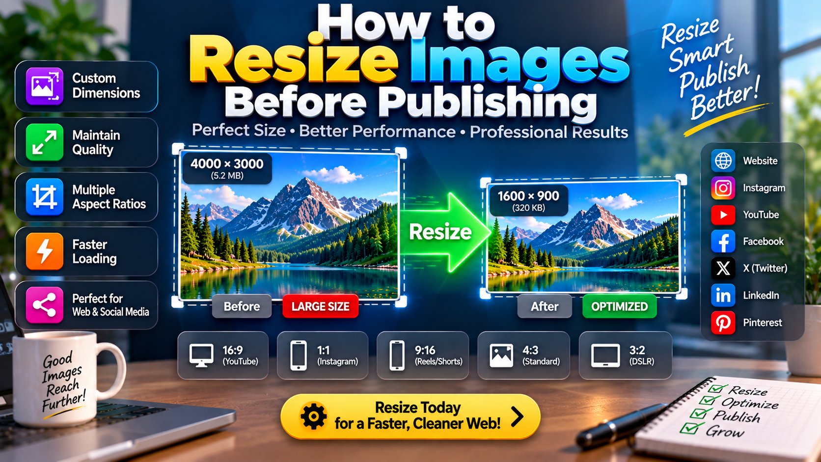 How to resize images before publishing