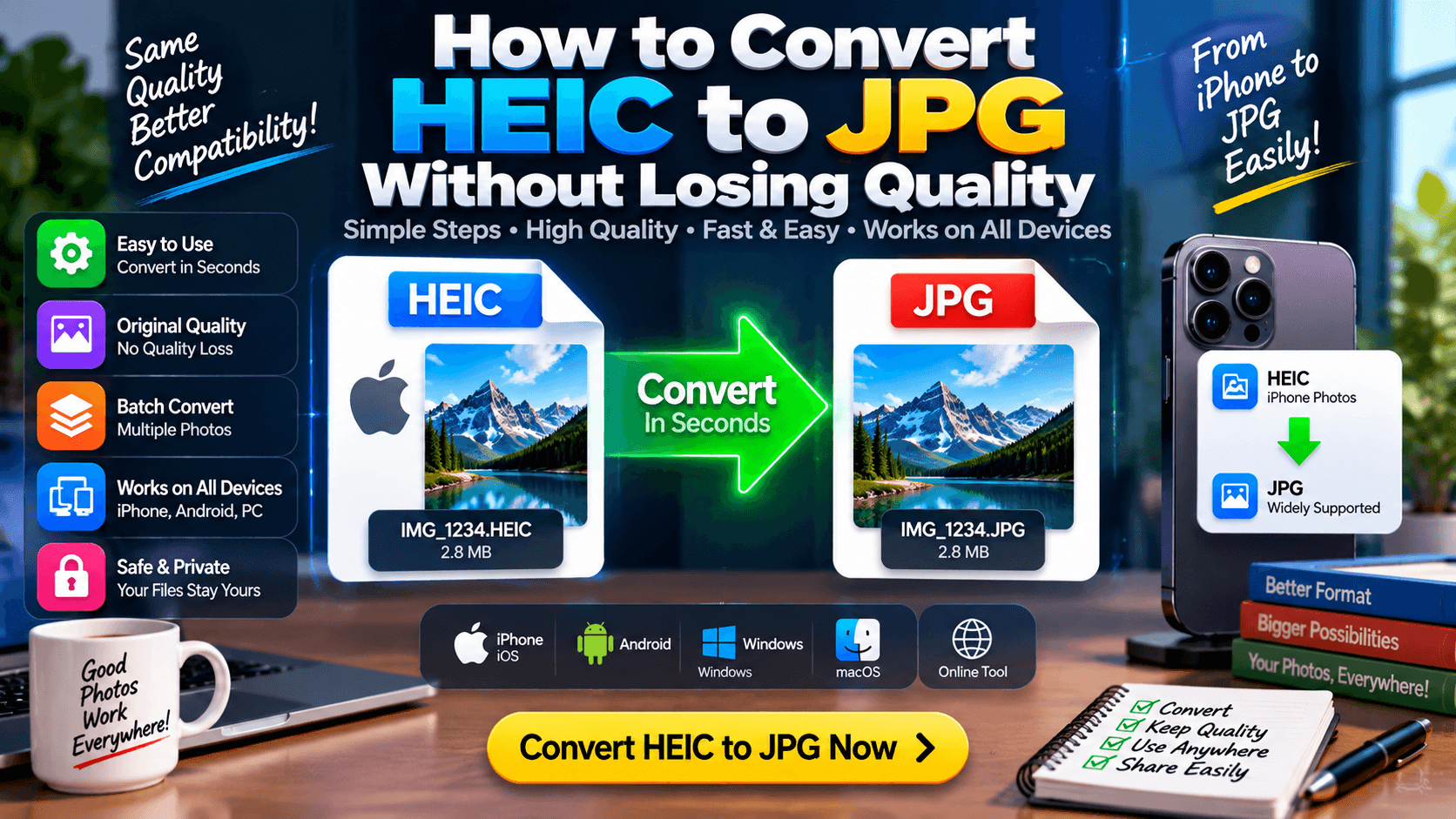 Convert HEIC to JPG without losing quality